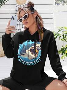 Women's Stay Positive Jacket T-Shirt Inspirational Uplifting Apparel - Black - View 1