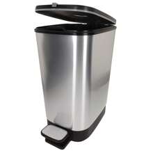 Curver Cubo de basura Chic Bin 30-35L, diseño gris metalizado, pedal ajustable, sistema antiolor, base antideslizante, cesto interior extraíble, ideal para cocina u oficina, medidas 26,5x40,5x45 cm ✅ Entrega 24/48h a España (península)