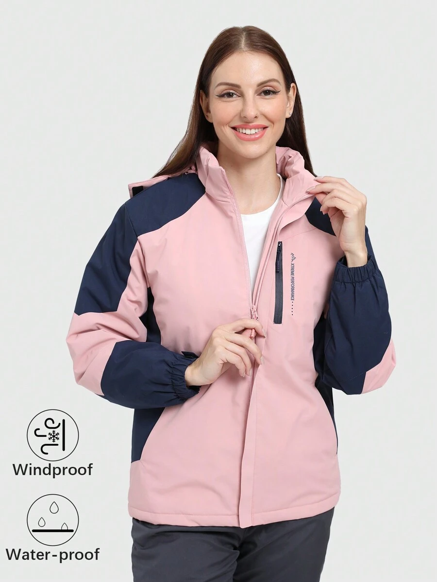 Speed mate Giacca con cappuccio a maniche lunghe a blocchi di colore per donna - Rosa - Visualizzare 1