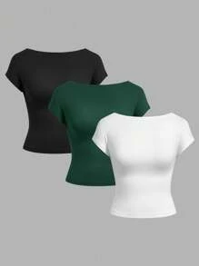 Kit 3 Blusas Costa Nua, Forradas, Zero Transparência, Moda Gringa