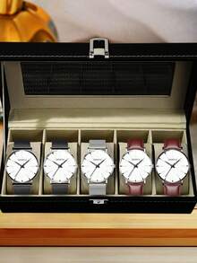 5pcs/Set Street Fashion Casual Men Sports Quartz Watch Set - Multicolor - View 1