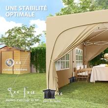 Outsunny 3 X 6m Outdoor Garden Gazebo, Pop Up Folding Gazebo, Adjustable Height, Carry Bag & Sandbags, UPF50+ Protection, Folding Marquee For Camping, Festival, Patio, Sand - 卡其色 - 查看 7