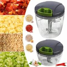 Picadora de alimentos manual de 600/1000 ml, cortador de verduras con cuerda de tracción, picadora de cebollas y ajo, frutas, hierbas, nueces, procesador de alimentos de cocina - 600 ml - Ver 3