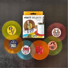 Funny Retro Vinyl Record Coasters, Creative Drink Coasters Set Of 6 With Vinyl Record Player Holder For Music Lovers, Housewarming Hostess Gifts (6, V3) - 1 - View 3