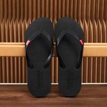 男士人字拖鞋，防滑耐磨舒适室内拖鞋，时尚简约户外人字拖凉鞋 - 黑色 - 查看 4