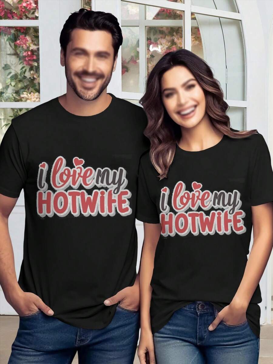 I Love My Hotwife Valentine's Day T-Shirt For Women Sexy Cute Funny Tees - Black - View 1