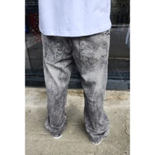 Original Plus Size Men's Dazzling Balloon Jeans Wide Leg Pants - 燧石 - 查看 2