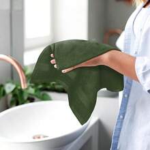 Ultra Soft 8-Piece Towel Set -% Ring Spun Cotton, 2 Oversized Bath Towels 27x54, 2 Hand Towels 16x28, 4 Wash Cloths 13x13 - Daily Use, Hotel & Spa - Olive Green, Luxury Towel Set - 橄欖綠 - 查看 5