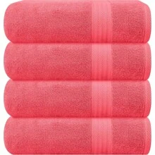 Ultra Soft 8-Piece Towel Set -% Ring Spun Cotton, 2 Oversized Bath Towels 27x54, 2 Hand Towels 16x28, 4 Wash Cloths 13x13 - Daily Use, Hotel & Spa - Olive Green, Luxury Towel Set - 珊瑚橙 - 查看 1