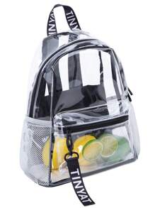 TINYAT Women Girls Backpack Large Capacity Clear Backpack Valentine's Day Gifts Transparent PVC Bag See School Bag Back To School, Concerts, Sports,Outing,Travel And Daily