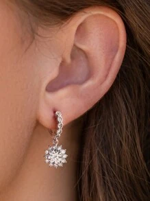 1 对长流苏精致耳环 1 克拉莫桑石钻石耳环 S925 纯银婚礼耳环订婚耳钉奢华珠宝礼物女孩女士周年纪念 - 銀色 - 查看 3