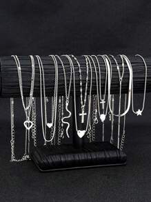 13 件/12 件/9 件/3 件时尚简约银色蝴蝶和心形仿珍珠多层项链套装，女士生日假期派对礼物，搭配日常服装和派对配饰