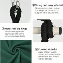 Y- Stop Hammock Chair Hanging Rope Swing Chair, Max 500 Lbs, 2 Seat Cushions Included, Removable Steel Spreader Bar With Anti-Slip Rings, Hardware Kit-For Indoor Or Outdoor(Dark Grey) - Green - View 3