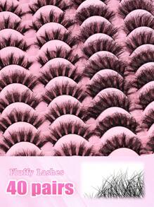 40 件/套 10-17 毫米 3D 仿貂皮睫毛，包括 3D 合成睫毛、睫毛胶、睫毛分离器、卸妆液、镊子、睫毛刷，适用于婚礼、派对、日常使用，可单独购买 - 黑色 - 查看 5