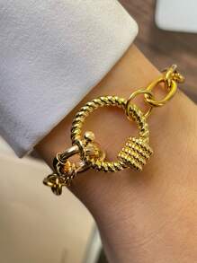 STYLEVER 1 件金色登山扣锁扣链、吊饰链、不锈钢链，适合女士和女孩 - 金黃色 - 查看 5