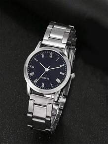 1pc Casual Chic Metal Black Dial Small Quartz Watch, Gift For Kids, Suitable For Ramadan And Daily Wear - Black - View 4
