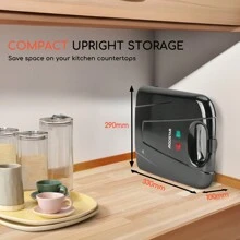 Aigostar 4 Slice Sandwich Toaster,  Toastie Grill With Non-Stick Hot Plates, Automatic Temperature Control For Toasted Cheese Snacks, Black - Dylan - UK Plug(220-240V) - View 6