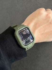 1 件二合一绿色表带表壳一体式男女休闲运动柔软舒适兼容 表带兼容 表带 40 毫米 38 毫米 41 毫米 42 毫米 44 毫米 45 毫米腕带手链兼容 系列 SE 9 8 7 6 5 4 3 2 1 兼容 表带 + 表壳一体式配件