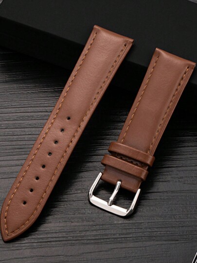 1pc Unisex 18mm 20mm 22mm Fashion Brown Soft Leather Watch Band, Compatible With Samsung Galaxy Watch 7 6 5 4 40mm/44mm, Stylish Smart Watch Strap, Compatible With Samsung Galaxy Watch 3 41mm 45mm, Suitable For Watch GT2 46mm Classic Black Strap, Compatible With Xiaomi 2/2S Minimalist Sports Watch Band