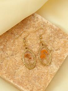 2pcs Fashion Delicate Stainless Steel Dried Flowers Flower Ladies Earrings For Men And Women Daily Wear Holiday Dating Gift Jewelry