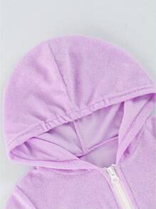 Traje de baño informal holgado de manga corta con volantes y cremallera para niñas de 1 a 8 años. - Morado - Ver 4
