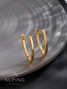 XUPING JEWELRY 1 对 XUPING 正品镀金耳环，设计简约百搭，适合作为女性礼物，礼盒包装 - 香檳色 - 查看 2