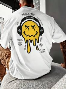 Oversized Streetwear Smile Old School T-Shirt REF 7089 VEST NERD - trắng - Xem 5