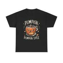 Pumpkin Coffee Cup Pumpkin Spice Halloween Unisex Heavy Cotton Tee