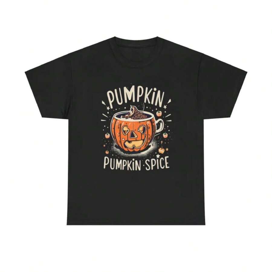 Pumpkin Coffee Cup Pumpkin Spice Halloween Unisex Heavy Cotton Tee