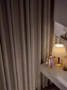 1 pieza Cortina opaca de color crema tipo lino contemporánea y sencilla, con aislamiento térmico a prueba de polvo, para sala de estar y dormitorio - Beis - Ver 8