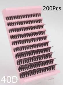 200pcs 40D Eyelashes, DIY Mink False Eyelashes Kit - 0.07mm D-Curl, 10-16mm Mixed, Shiny And Fluffy 3D Lash Clusters, Reusable Makeup Tools For All Occasions, Great Gift Idea For Festivals
