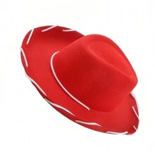 Adjustable Chin Strap Cowgirl Hats Western Hat For Women Girls Costume Theme Party - Red - View 3