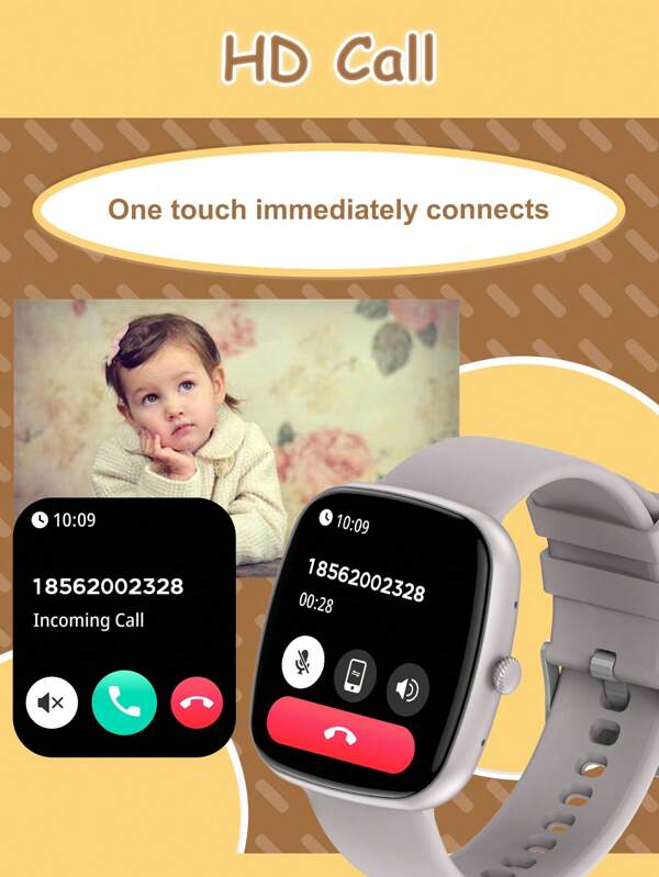 1pc Silicone Band Smart Watch Adequado para adolescentes, tela IPS de alta definição de 1,83", GPS, rastreamento de treino, calculadora, alarme, reprodução de música, câmera remota, notificação de mensagem, Bluetooth compatível com Android e IOS, adequado para escola, esportes, presentes
