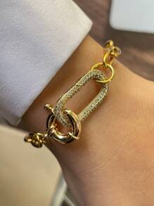 STYLEVER 1 件金色登山扣锁扣链、吊饰链、不锈钢链，适合女士和女孩 - 金黃色 - 查看 3