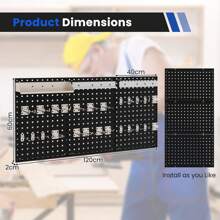 Wall-Mounted Pegboard Kit Tool Board Organizing Kit - 黑色 - 查看 10