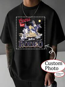 Customized Men T-Shirt/Valentine's Day Custom/Custom Logo/Custom Class Uniform/Custom Dance Team Logo/Custom Boyfriend/Girlfriend/Photo/Name/Custom Pet Photo/Custom Family Photo/Customize Your Own T-Shirt/Anything Can Be Customized - Black - View 1
