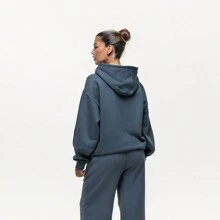 Good for Nothing Women's Sweatshirts Soft Versatile Warm Commuting Outing Training Blue LSS-650GFN1HOOBL - Dark Slate - View 2