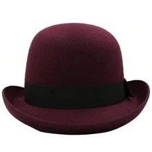Men Women Felt Bowler Hat Classic Party Hats Lightweight Derby Fedora Hats Costume Accessories - 珊瑚紅 - 查看 1