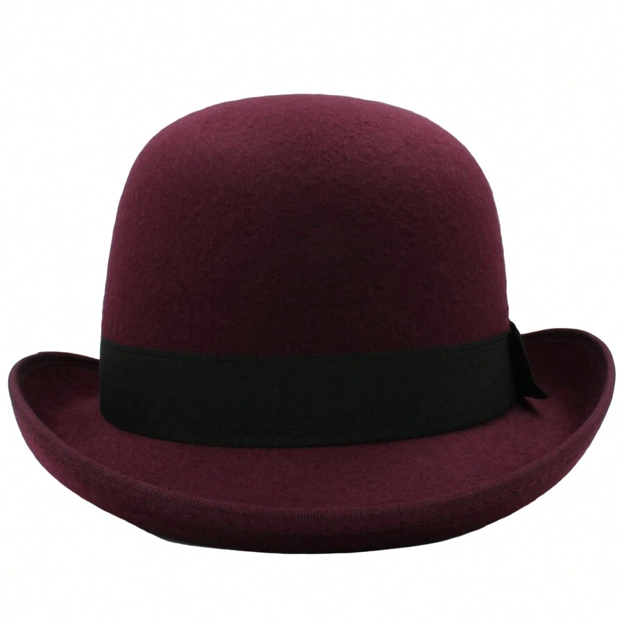 Men Women Felt Bowler Hat Classic Party Hats Lightweight Derby Fedora Hats Costume Accessories - 珊瑚紅 - 查看 1