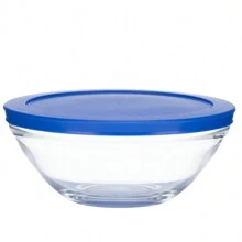 GLAZE Set Of 5 Glass Containers With Airtight Plastic Lids. (Blue, Purple, Red, Fuchsia) - Blue - View 3