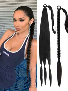 1 件长辫子马尾接发带头带直发接发马尾自然柔软合成假发女士日常佩戴 22 英寸 30 英寸 40 英寸日常颜色