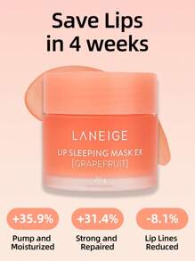 Laneige K-Beauty 20g 唇部睡眠面膜，滋养、保湿、维生素 C、穆鲁穆鲁油和乳木果油、抗氧化剂、脱皮、干燥的嘴唇、简单时尚实用的多功能、唇部护理、韩国彩妆、葡萄柚 - Grapefruit - 查看 3