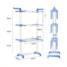 1pc Newly Upgraded With Thicker Pipe Diameter, Foldable Clothes Drying Rack, Stainless Steel Laundry Drying Rack, Equipped With Two Foldable Wings For Easy Storage, Drying Rack, Drying Racks