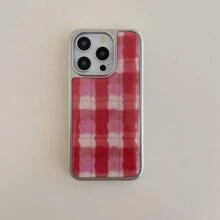 Ốp lưng điện thoại kẻ sọc hồng viền bạc lấp lánh tương thích với Apple IPhone 16 Pro Max / 15 Pro Max / 14 Pro / 13 - Hồng - Xem 8