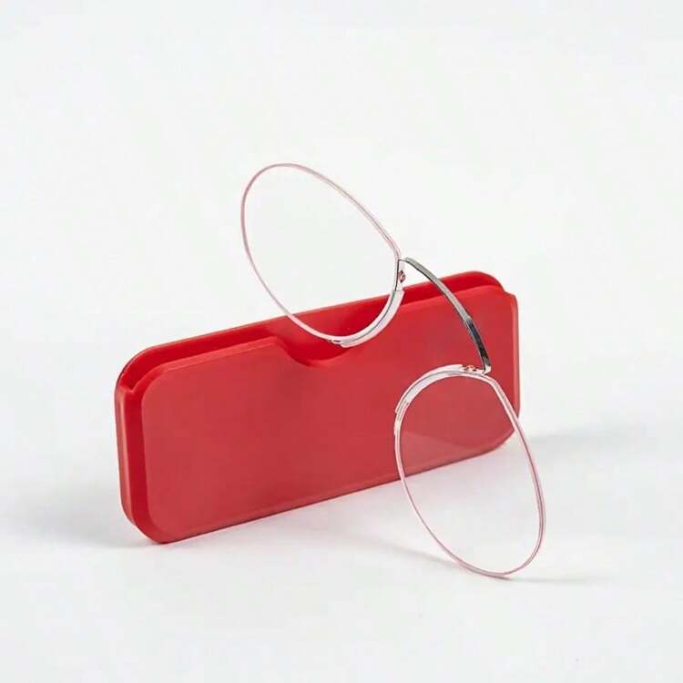 鼻夹式老花镜，无镜腿，透明镜片，便携卡片大小，阅读必备，可连接手机，男女通用 - 白色 - 查看 16