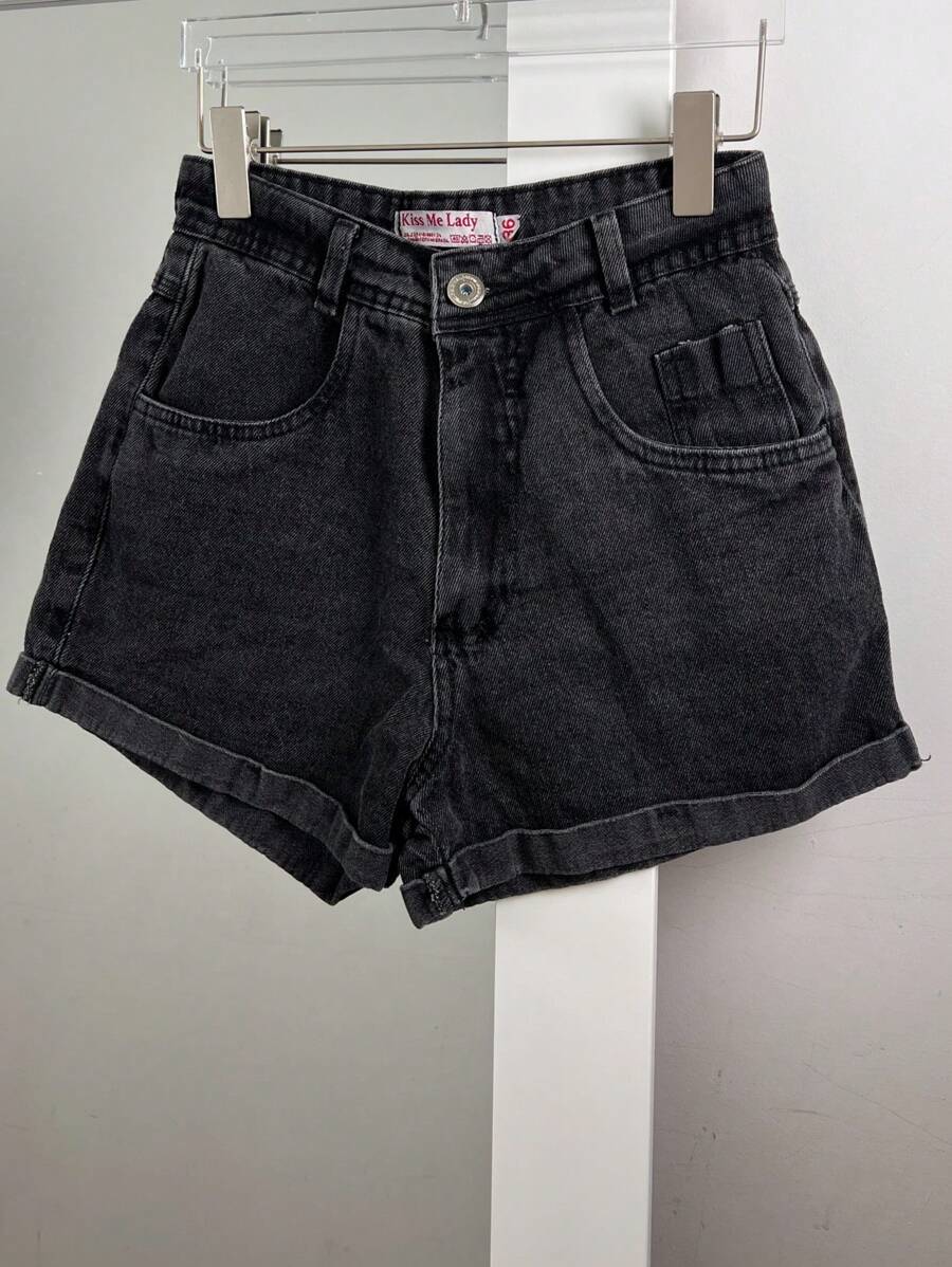 Women Denim Shorts - 深色水洗藍 - 查看 1