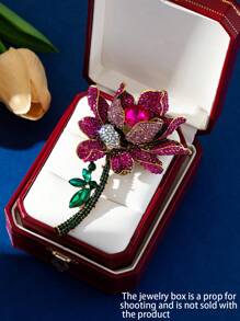1 件合金镶嵌莲花形胸针，夸张奢华装饰服装配饰，外套大衣花，情人节和生日、妈妈、母亲、母亲节、礼物的理想礼物 - 玫紅色 - 查看 6