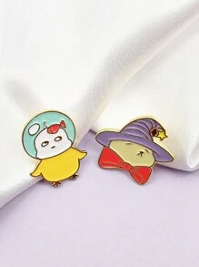 1pc Cartoon Animal Brooch, Chick, Star, Wizard Hat, Rabbit - Multicolor - View 1