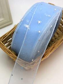 (5 Yards) Stars Silk Organza Ribbon Bow Material For Hair Print Flower Decoration Lace Ribbons - Multicolor - View 12