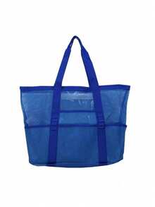 1pc Mesh Beach Bag, Bathroom Bag, Toy Storage Bag, Large Capacity Hollow Mesh Bag, Travel Toiletry Bag - Multicolor - View 11